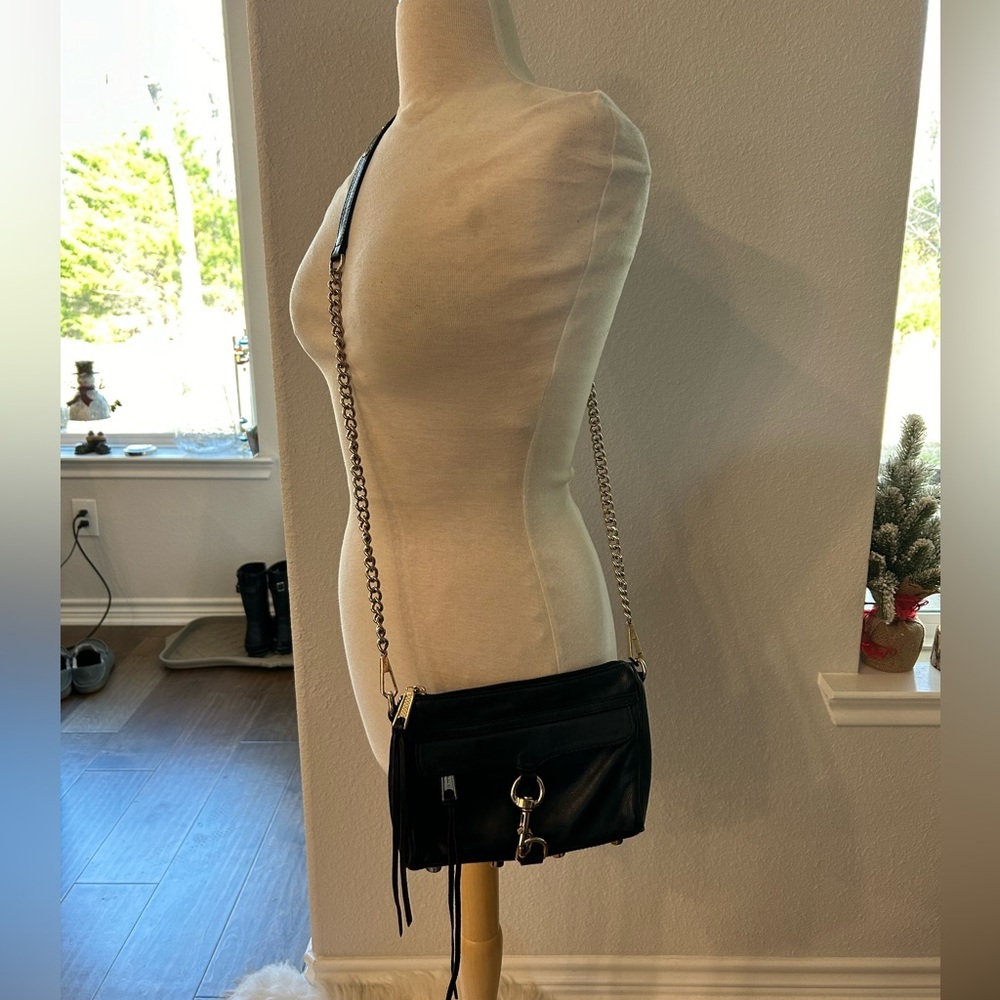 Rebecca Minkoff black leather small crossbody chain bag - Picture 2 of 13